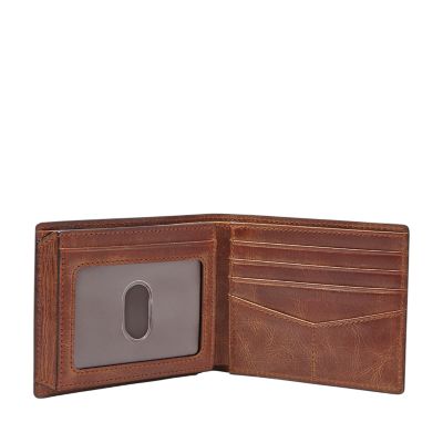 Fossil Men's Derrick RFID-Blocking Leather Bifold Wallet with Flip ID  Window for Men