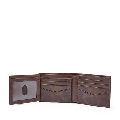 Derrick Leather RFID Bifold with Flip ID Wallet