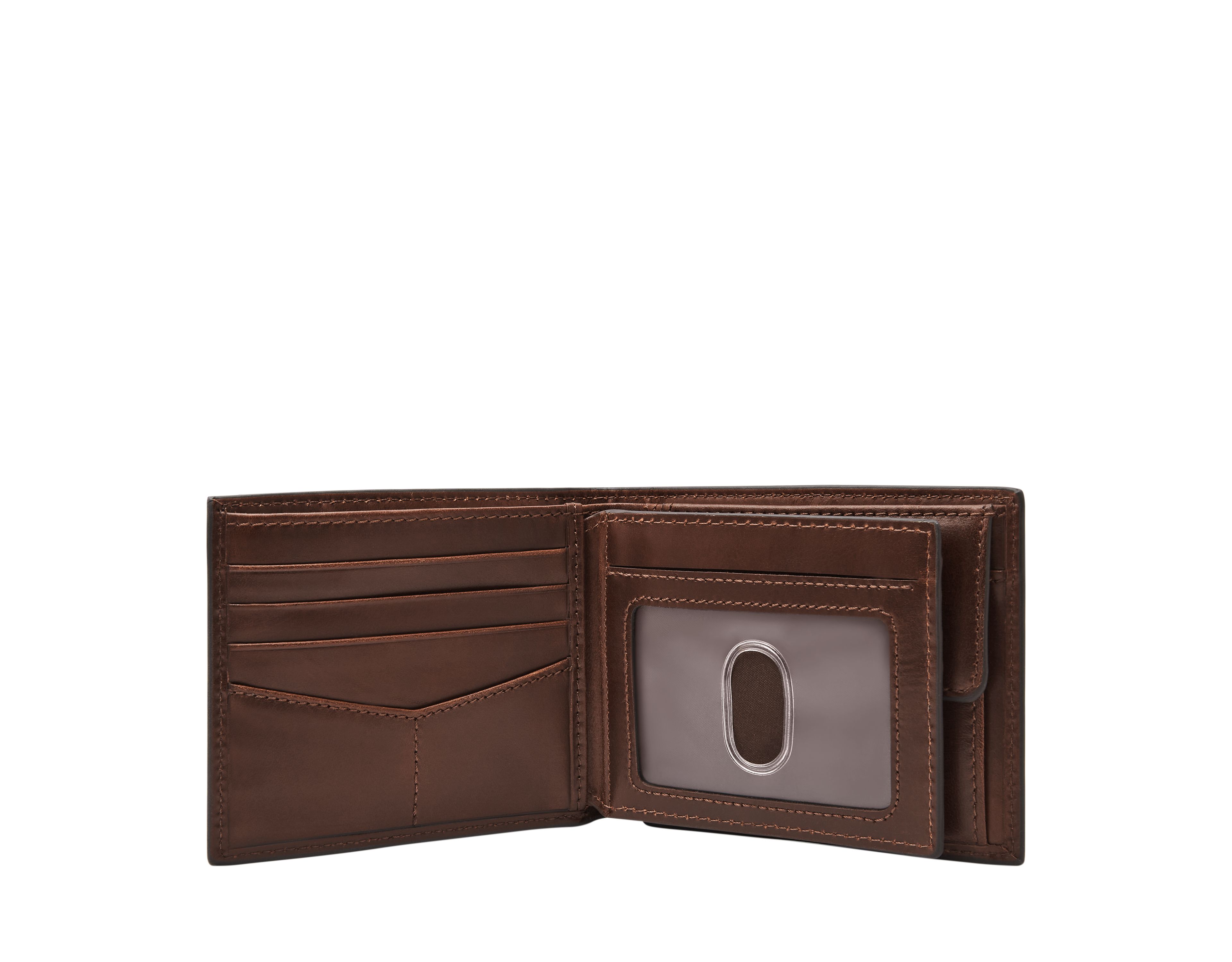Derrick Leather RFID Large Coin Pocket Bifold Wallet
