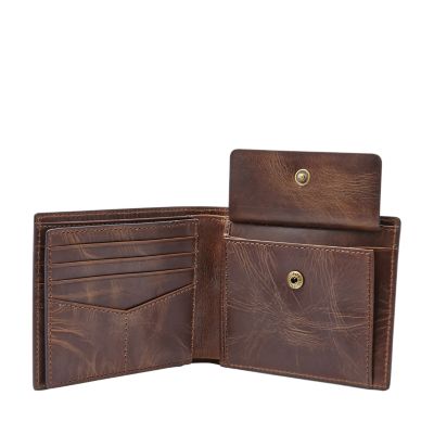 Derrick Leather RFID Large Coin Pocket Bifold Wallet - ML3687201