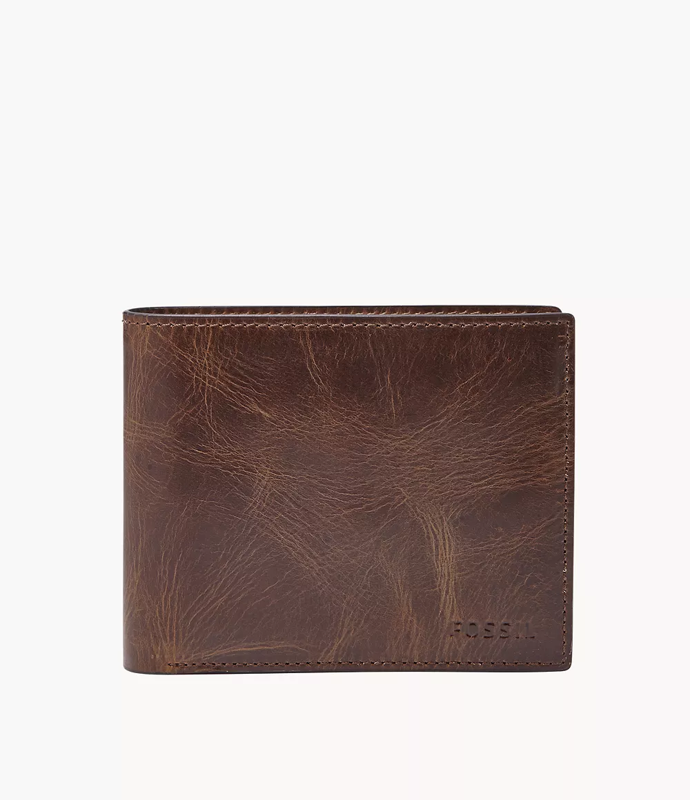 Derrick Leather Rfid Large Coin Pocket Bifold Wallet Wallets ML3687201
