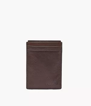 brown leather wallet. black leather Mans wallet leather case money clip credit card holder with ID window 