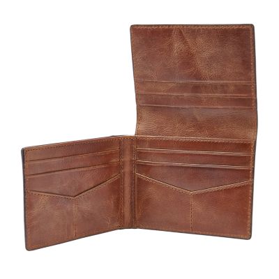 Fossil Men&s Derrick Executive Leather Wallet - Dark Brown