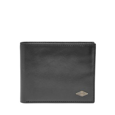 Men's Fossil Black Louisiana Ragin' Cajuns Leather Ryan RFID Flip ID Bifold  Wallet