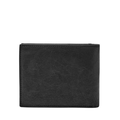 Personalised Men Black Engraved Leather Wallet birthday 