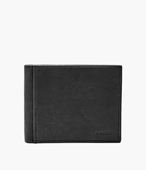 ML3288001 NEW Fossil Genuine Black Leather Lincoln Bifold 2in1 Men's Wallet £45 