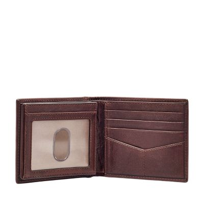 WALLETERAS RFID Bifold ID Wallet with A Money Clip - Brown Black / Money Clip - SR