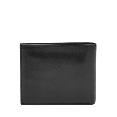 Guess Wilson Men's Black Leather Credit Card Billfold Passcase Wallet