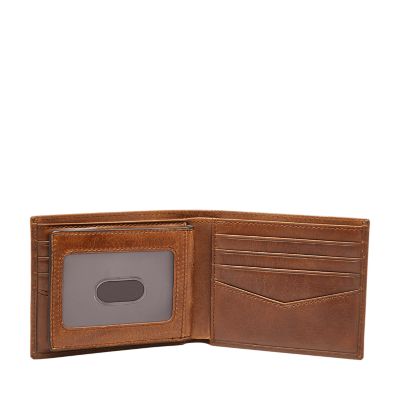 Men's Fossil Brown Louisville Cardinals Leather Ryan RFID Passcase Wallet