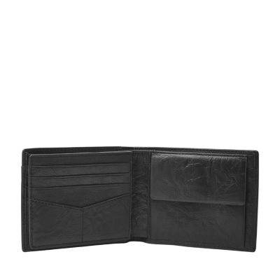 Bi-fold Wallet with Coin Compartment in grained calfskin