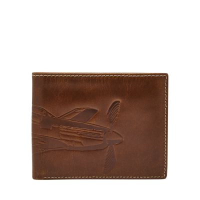 Fossil Danny Leather Zip Bifold Wallet in Brown for Men