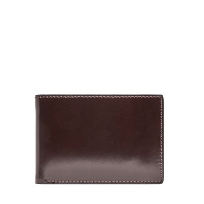 Fossil Homme Portefeuille à deux volets avec poche frontale Benedict -Rouge