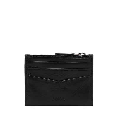 Coach Leather Zip Card Case - Black