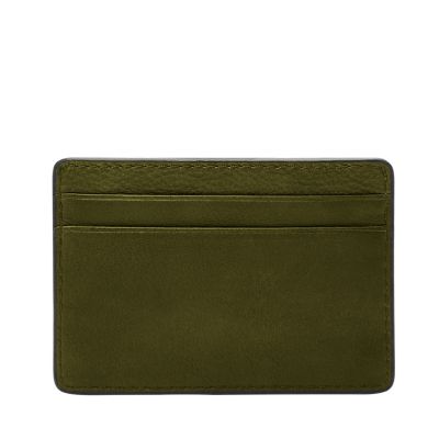 Prada Saffiano Leather Credit Card Holder in Green