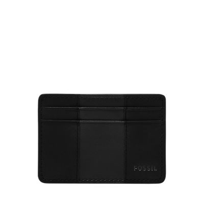 Fossil Men's Everett Leather Card Case Wallet - Black