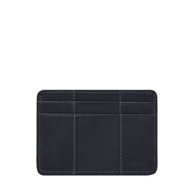 BOSS by HUGO BOSS Signature Leather Zipped Card Holder in Black for Men