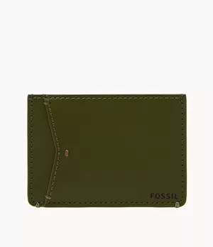 Natural Handmade Leather Mini Card Holder/ Military Green
