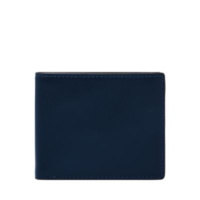 Fossil Helix L-zip Bi-fold Leather Wallet in Blue for Men