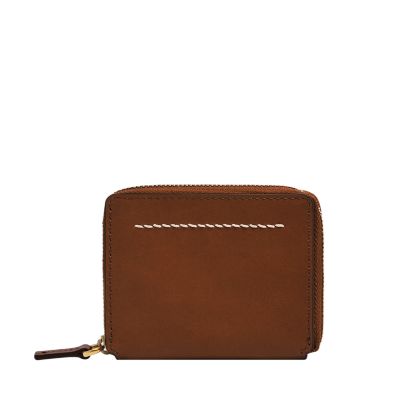 Brown Leather Zipped Coin purse