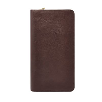 Monogram leather passport holder tan grain – TOTEME