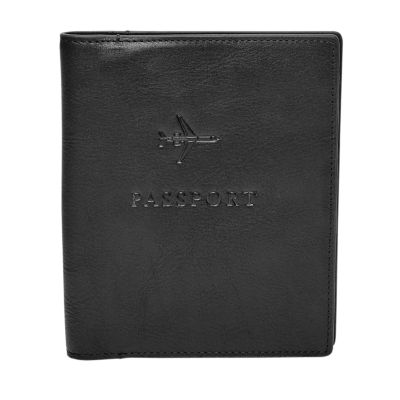 Genuine Leather Passport Cover Oxford Black