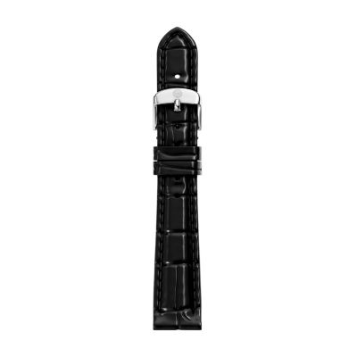 14mm Black Croco-Calf Embossed Leather Strap