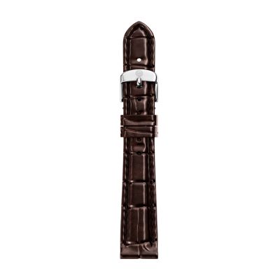 14mm Chocolate Brown Croco-Calf Embossed Leather Strap