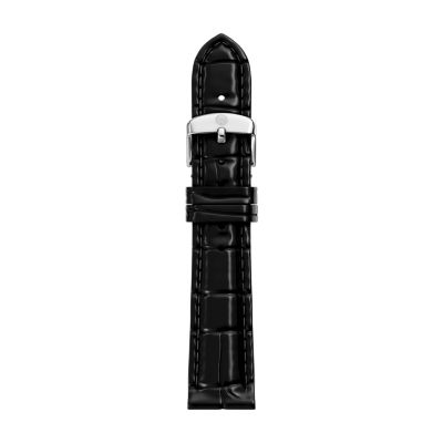 16 mm Black Croco-Calf Embossed Leather Strap