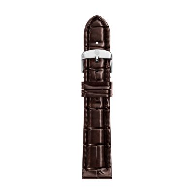 16 mm Chocolate Brown Croco-Calf Embossed Leather Strap