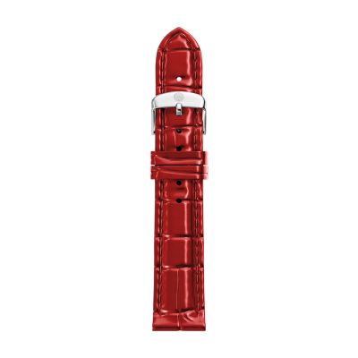 16mm Ruby Red Croco-Calf Embossed Leather Strap
