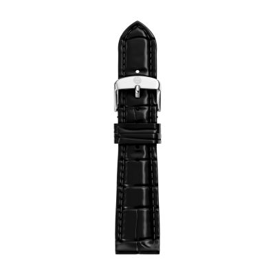 18 mm Black Croco-Calf Embossed Leather Strap
