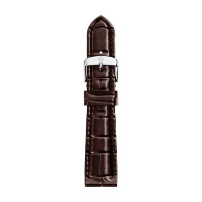 18 mm Chocolate Brown Croco-Calf Embossed Leather Strap