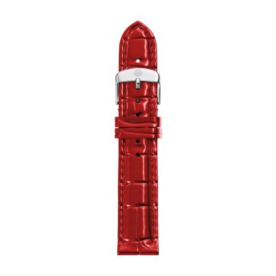 18mm Ruby Red Croco-Calf Embossed Leather Strap