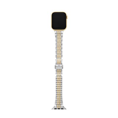 Tapered Seven Link Two-Tone 18K Gold Plated Stainless Steel