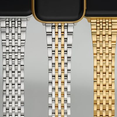 Tapered Seven Link Two-Tone 18K Gold Plated Stainless Steel