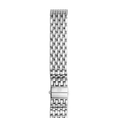 18mm Deco Seven Link Taper Steel Bracelet with Diamonds