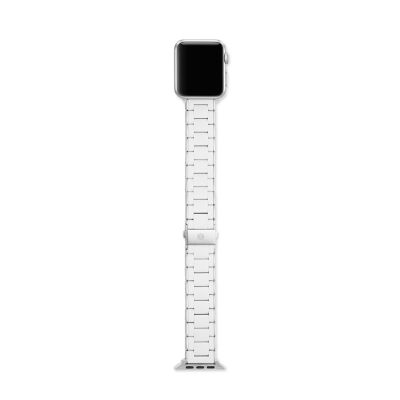 Michele White and Stainless Silicone-Wrapped Bracelet Apple Watch Band –  Moyer Fine Jewelers