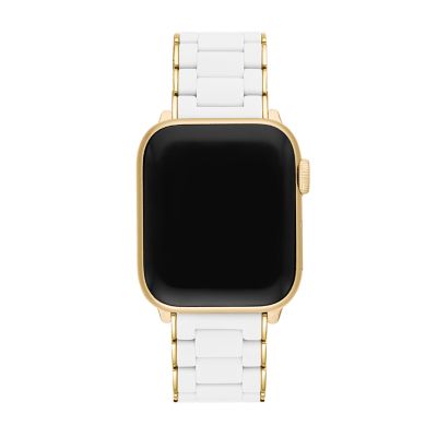 Gold-Tone Emblem and White Leather 38-41 mm Band for Apple Watch