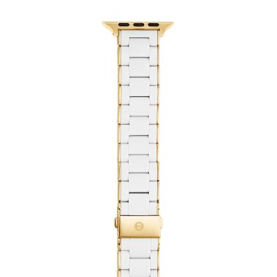 Gold-Tone Emblem and White Leather 38-41 mm Band for Apple Watch