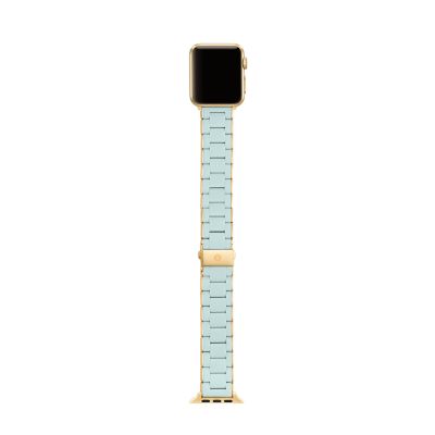 38 40 41mm and 42 44 45 49mm Seafoam and Gold Tone Silicone Wrapped Bracelet Band for Apple Watch MS20GN246448 MICHELE