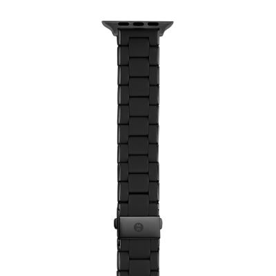 Michele Stainless Steel & Black Silicone Apple Watch Strap