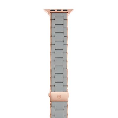 38/40/41mm and 42/44/45/49mm Gray and Pink Gold-Tone Silicone-Wrapped Bracelet  Band for Apple Watch® - MS20GN767020 - Watch Station