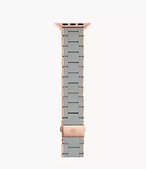 38/40/41mm and 42/44/45/49mm Gray and Pink Gold-Tone Silicone-Wrapped Bracelet Band for Apple Watch®