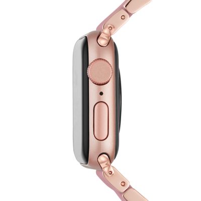 Rose Gold Glossy Matte Link Strap For Apple Watch 44MM 45MM Series 4 5 6 7 8 9 SE SE 2 Gen , apple watch bands, apple watch straps
