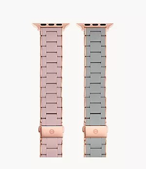 38/40/41mm and 42/44/45mm Rose and Slate Silicone-Wrapped Bracelet Band for Apple Watch® Interchangeable Gift Set