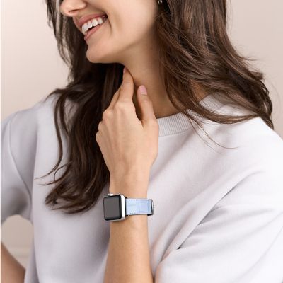 38/40/41/42 mm and 42/44/45/46/49mm Pastel Blue Leather Band for