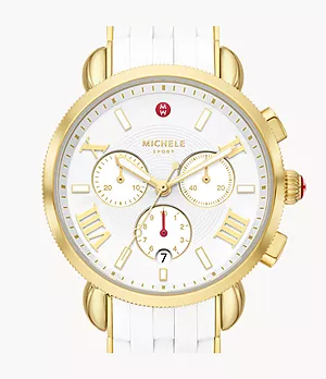 Sporty Sport Sail White and Gold-Tone Silicone-Wrapped Watch