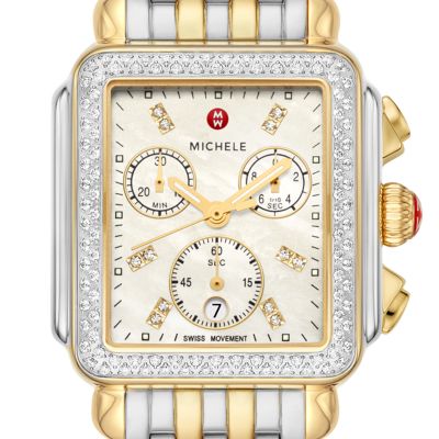 Deco Two-Tone 18k Gold Diamond Watch