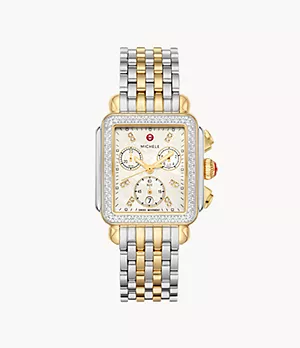Deco Two-Tone 18k Gold Diamond Watch