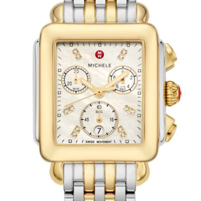 Deco Two-Tone 18K Gold-Plated Diamond Dial Watch